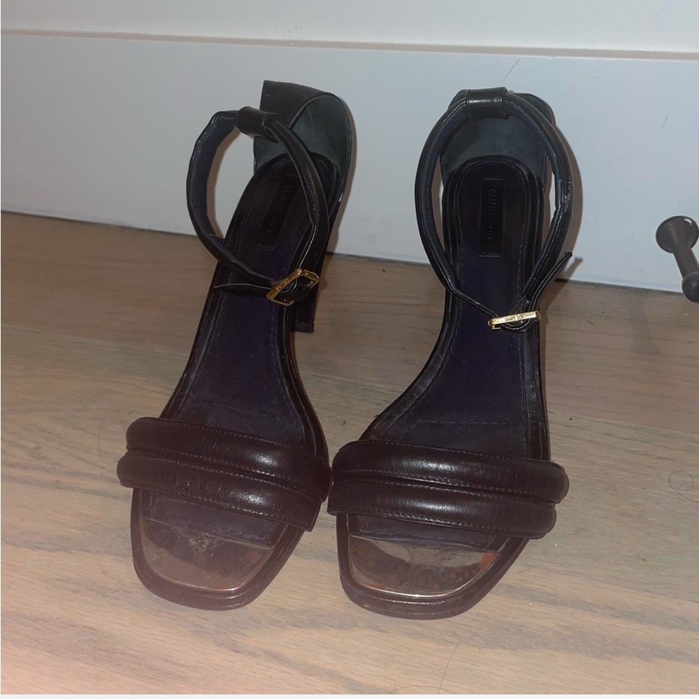 👠 Well-Loved Black Leather Celine Heels 👠